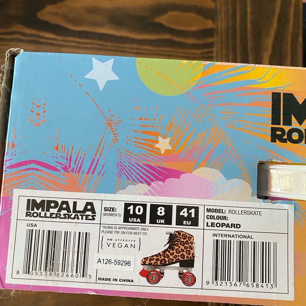 Leopard Print Roller Skates with Red Wheels
